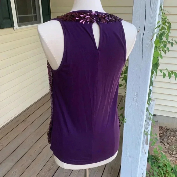 DS By Debbie Shuchat Tank Sleeveless Sequin High Neck Blouse M Purple Swiftie - Picture 4 of 10